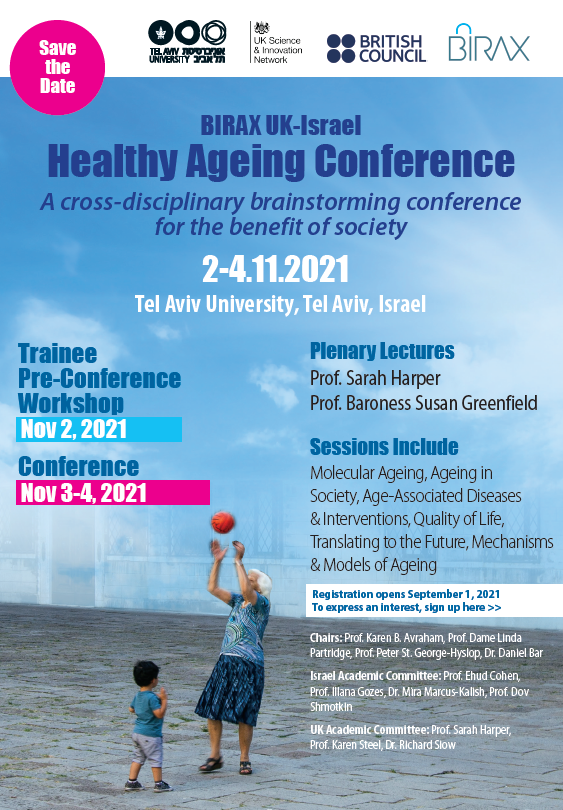 We are excited to announce that our CEO, Susan Greenfield will be visiting Tel Aviv and speaking at the BIRAX UK-Israel Health Aging Conference in November.

Visit: docs.google.com/forms/d/e/1FAI… to register your interest.