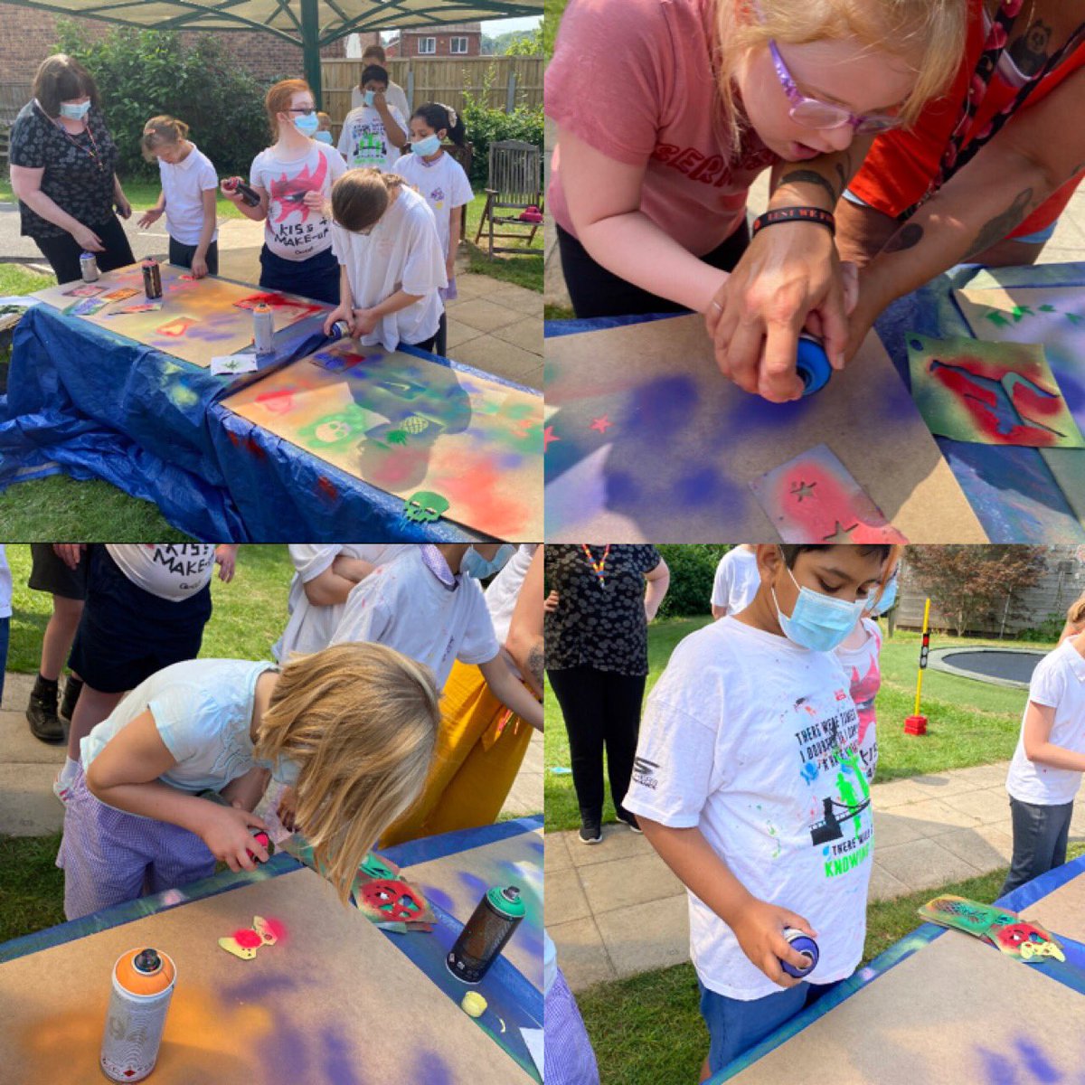 ashleaschool's tweet photo. It’s been all #fatcaps #wildstyle and #throwups this morning as #teamblackthorn #teamwillow and #teamhawthorn are joined by @graffitistars for a lesson in the way of the spray can! @Artsmarkaward @MightyCreatives https://t.co/dJlPWsP228