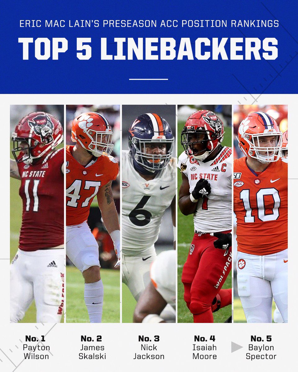 EricMacLain's tweet image. Some of the best LBs in the country reside in the #ACC! Check out my top 5 going into this season. 

Who did I miss?