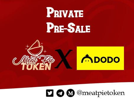 MeatpieToken's tweet photo. HURRAY OUR IDO $MEATPIE IS NOW LIVE ON DODO.

PRESALE PRICE: 0.0015

Contract address: 0xc921c985cdf0dbce35be087db018b1eaa98446d4

HOW TO PARTICIPATE:
1. Copy the IDO link below into dapps browser (Trustwallet dapp, Metamask).

https://t.co/ItUe2r2yOa

2. Connect your wallet.

. https://t.co/zp6TqQQ3tr