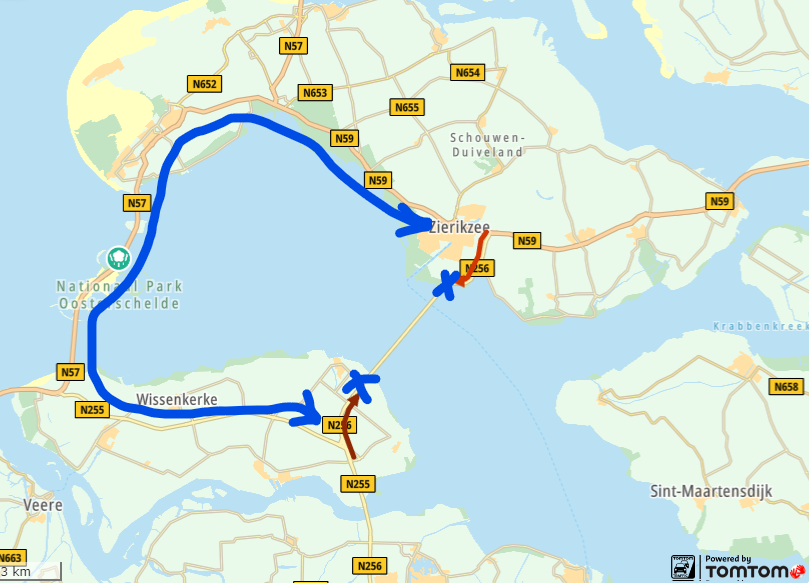 ANWBverkeer's tweet photo. De #Zeelandbrug in de #N256 is in beide richtingen dicht door een technische storing. Verkeer moet in beide richtingen omrijden via Neeltje Jans over de #N255, de #N57 en de #N59. https://t.co/Nzl8IbrE8u