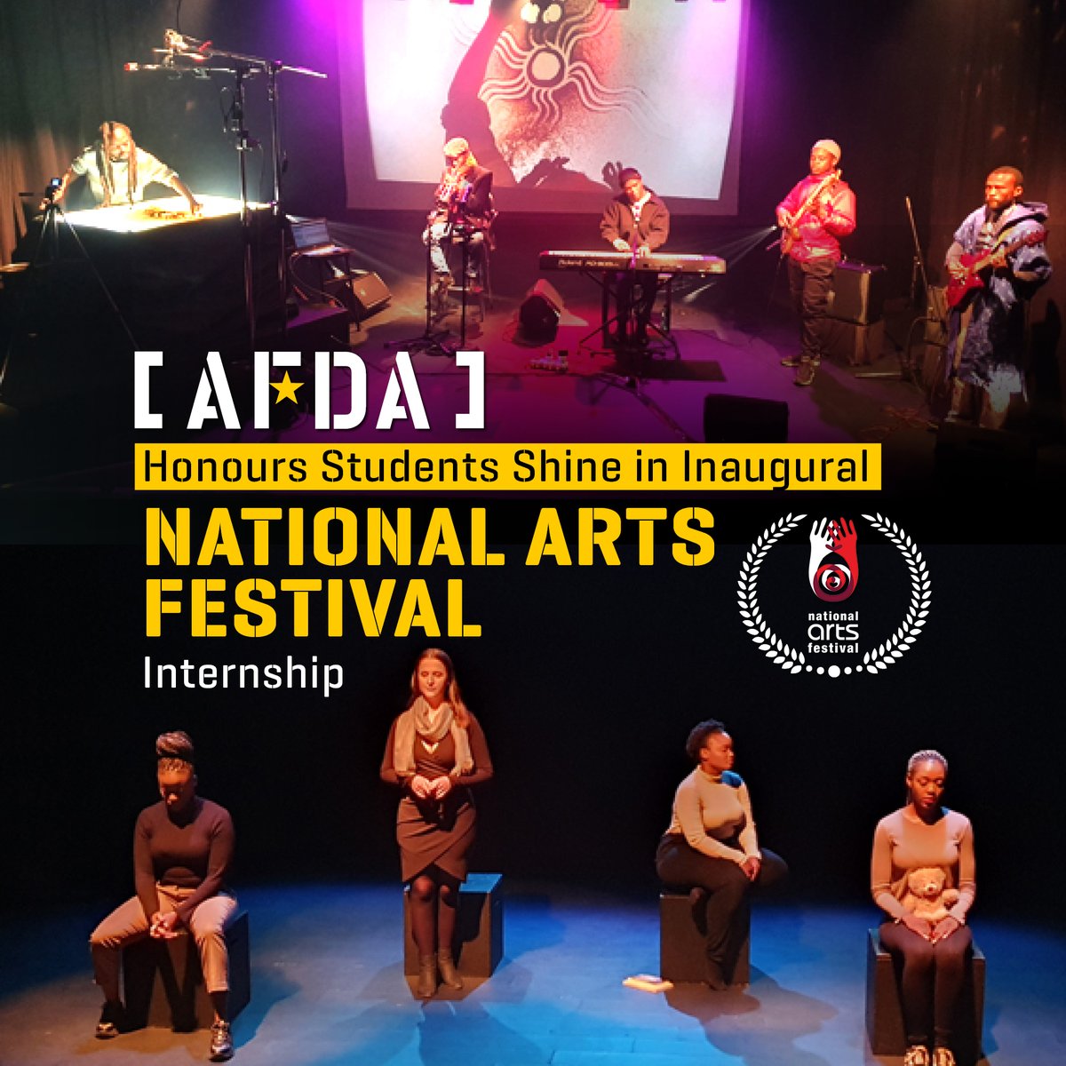 afda_co_za's tweet photo. 🎭🎬AFDA Honours Students Shine in Inaugural National Arts Festival Internship🎬🎭
.
To read the full article, visit: https://t.co/3Wm36M1l7h
.
#AFDAforEveryone #HumansofAFDA #NAFInternship #NationalArtsFestival #vNAF #vFringe https://t.co/oN0JXuJZdQ