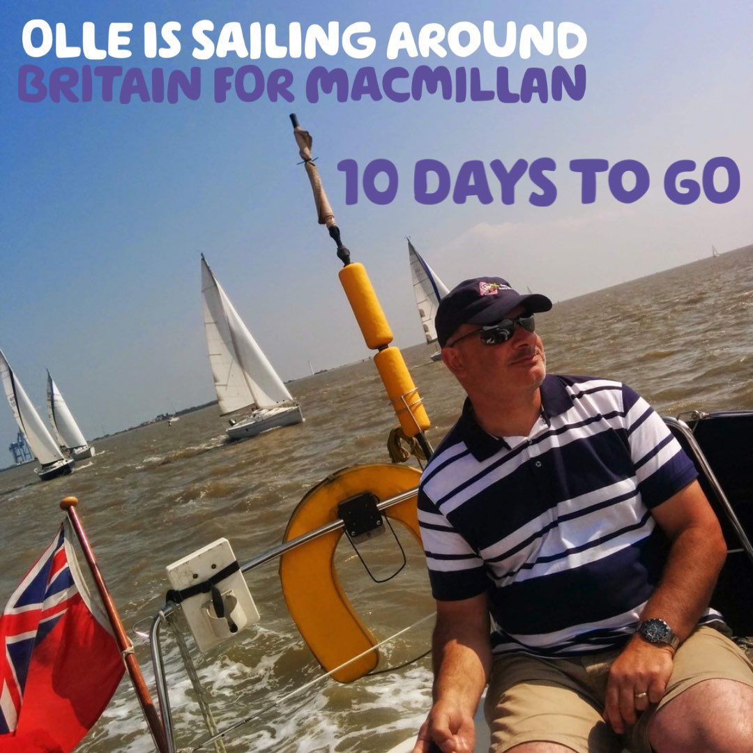 Olle2u's tweet photo. Not long before I start the second leg of my GB circumnavigation. The radiotherapy treatment went well and I am recovering well. I’m almost there and can’t wait to be back on board on 2nd August. #macmillancancersupport #macmillaneast #maidenfactor https://t.co/xKLiMt4IGd