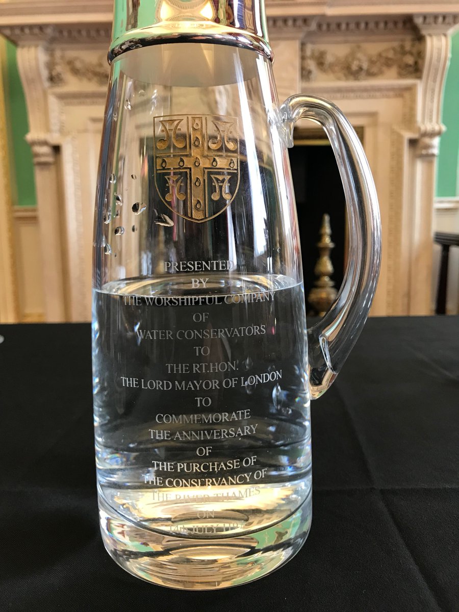 citylordmayor's tweet photo. Thank you very much to the Worshipful Company of Water Conservators for the presentation of this engraved jug, commemorating Richard I selling the conservancy of the River Thames to the City of London in 1197. @H2Oconservators @thameswater https://t.co/29uMO7KgFP