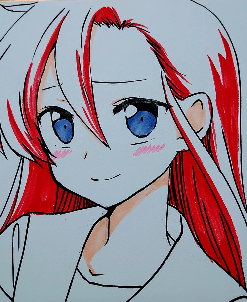 トロプリあすか先輩の色紙描きました😊 7/25のMBFesでイベントの景品になる予定です 