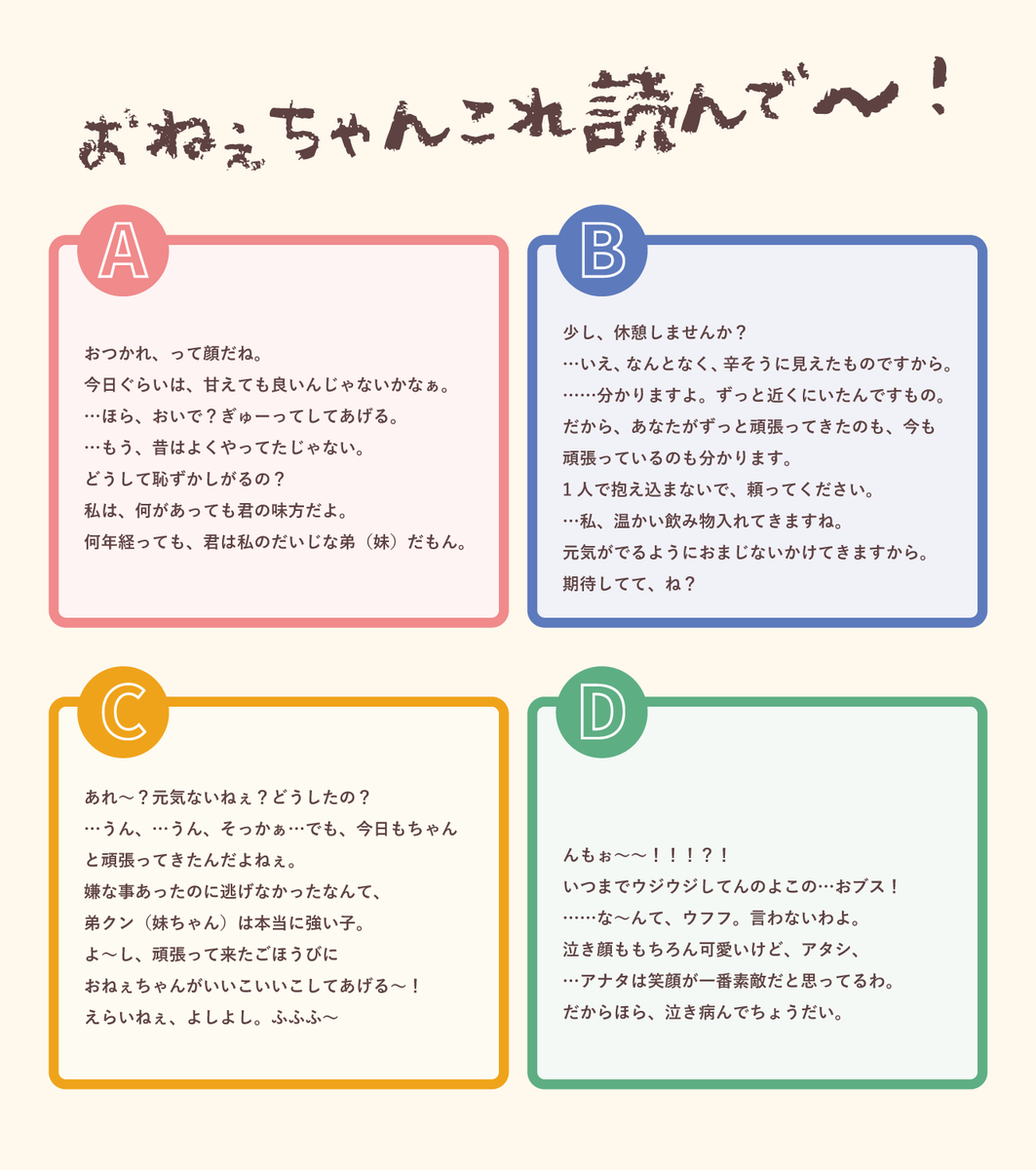 にと コエフォントdaphne公開 全肯定よしよしおねぇさんフリー台本です ご自由に煮るなり焼くなりしてお使いください あとはまかせたぞ Uta中全肯定よしよしコンピ