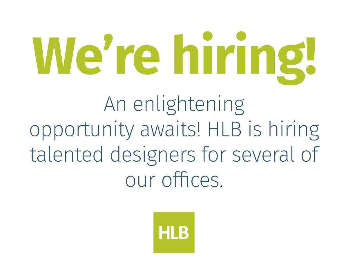 Looking for a fun and engaging firm to work for? We're hiring! HLB is searching for design talent to support our New York, Miami, Denver, and Boston offices. Click the link below to apply today! 

ow.ly/asjm50E7HWU

#WeBelieveInThePowerOfLight