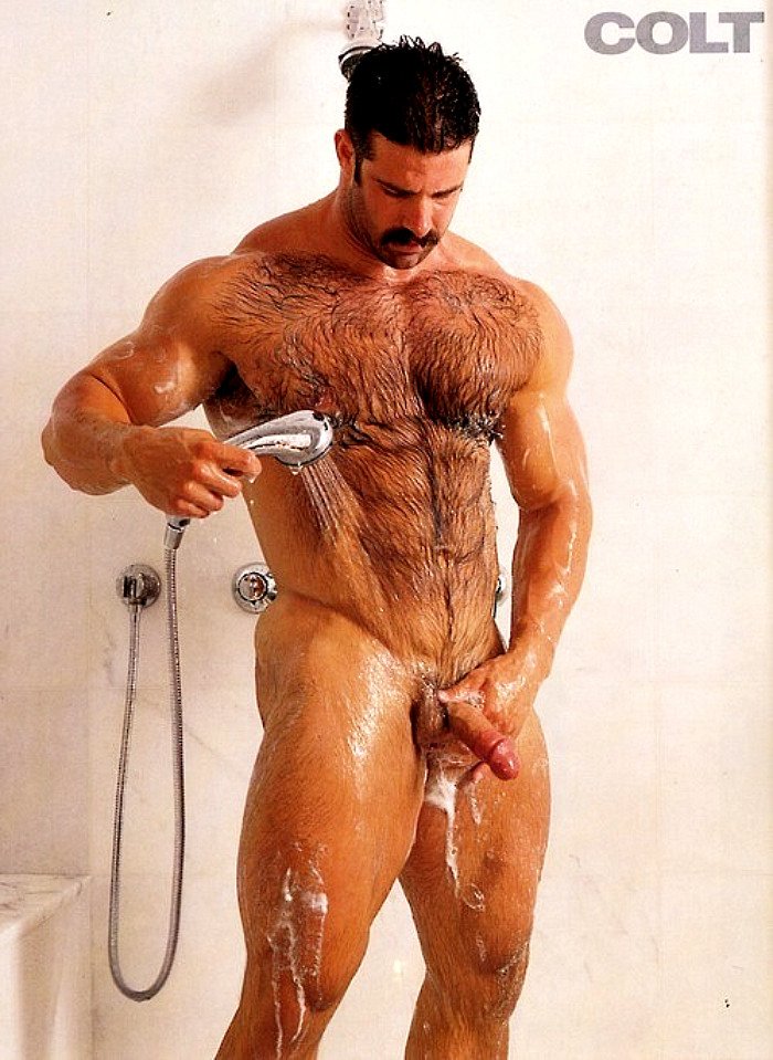 Handsome solo hairy oiled
