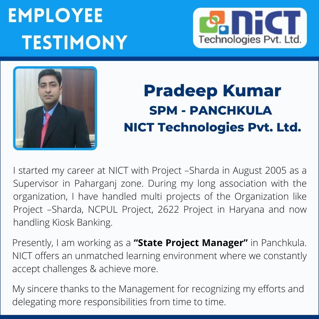 nict_tpl's tweet photo. #EmployeeTestimony #NICT_Technologies_Pvt_Ltd https://t.co/aH7AkzRc9J
