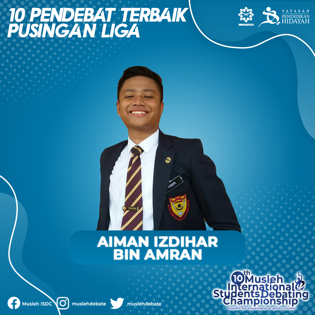 muslehdebate's tweet photo. ✨ Berikut merupakan senarai 10 pendebat terbaik bagi pusingan awal Debat MUSLEH 2021 ✨

1️⃣ Nik Muhammad Ziddni Hilyath (SAS)
2️⃣ Aiman Izdihar (SDAR)
3️⃣ Nik Hadif Darwisy (MTNP)

Tahniah diucapkan kepada semua pendebat terbaik!

#MISDCX #MISDC2021 https://t.co/QzBCIhItUg