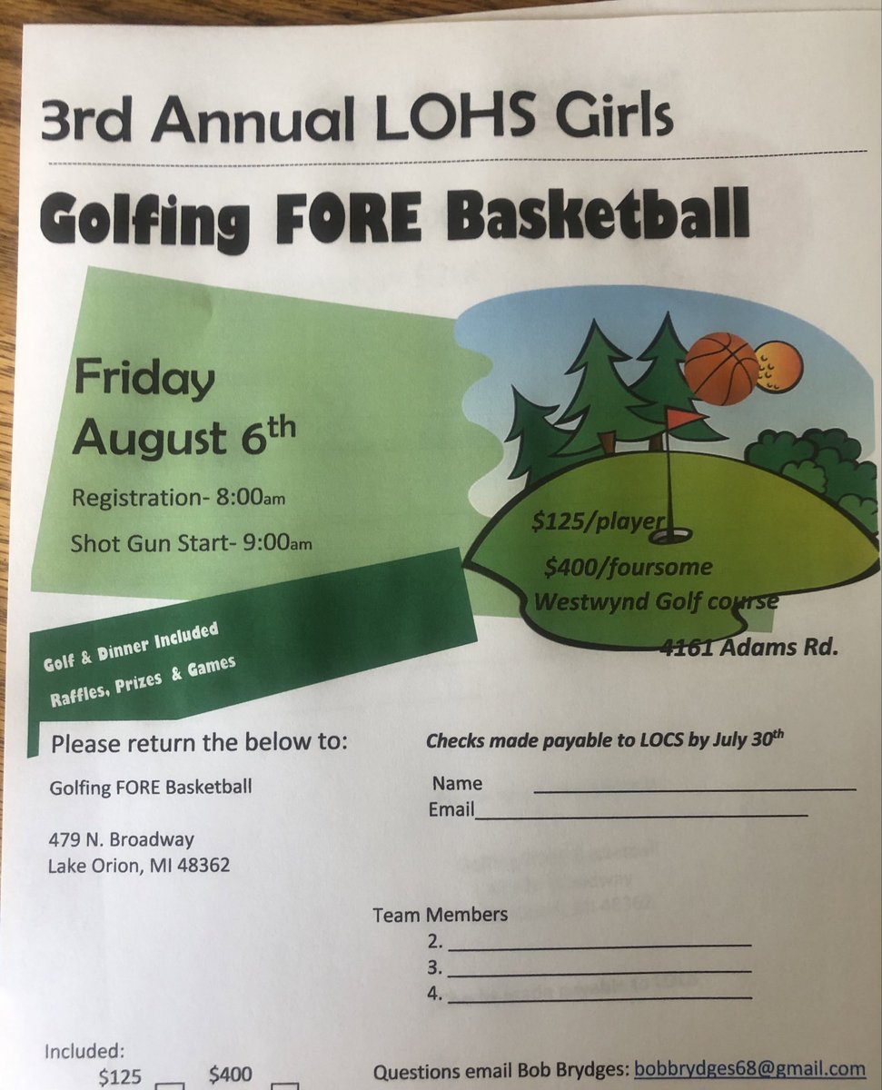 We still have spots available for a great outing and even better cause. Ask around or let me know what info you may need but this is the outing you don’t want to miss.