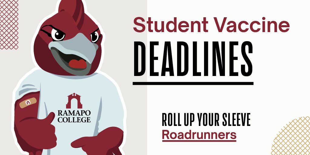 We're getting closer to the start of the Fall Semester - together let's roll up our sleeves, Roadrunners! 🚨
Students residing on campus or commuting to campus need to keep in mind the following deadlines to receive their vaccines and submit proof. A 🧵⤵️