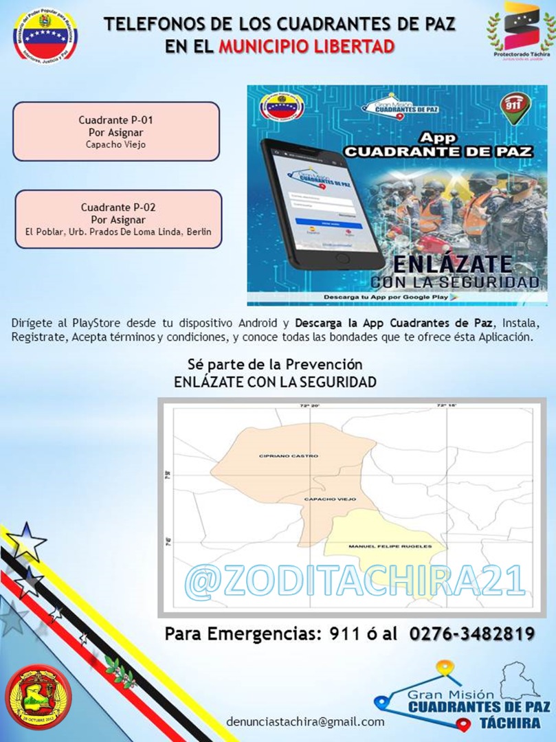 GONZALEZB100880's tweet photo. #22Jul || La @ZODITACHIRA21, trabaja por la seguridad de las comunidades en perfecta unión Cívico-Militar-Policial, sólo juntos derrotaremos el #Covid_19, informa a los cuadrantes de paz del Edo #Táchira las irregularidades en tu sector.
#Hito3Millones600Mil https://t.co/7oSvYVate4