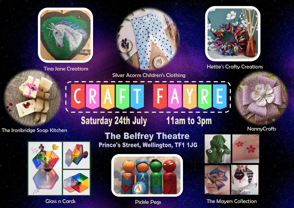 BelfreyTheatre's tweet photo. We are so excited to be opening our doors to some local artisans this weekend for our Craft Fayre. Join us on Saturday to get some lovingly made, hand crafted goodies!! #handmade #craftfayre #wellington #lovewellington https://t.co/yy8ubSPUWI