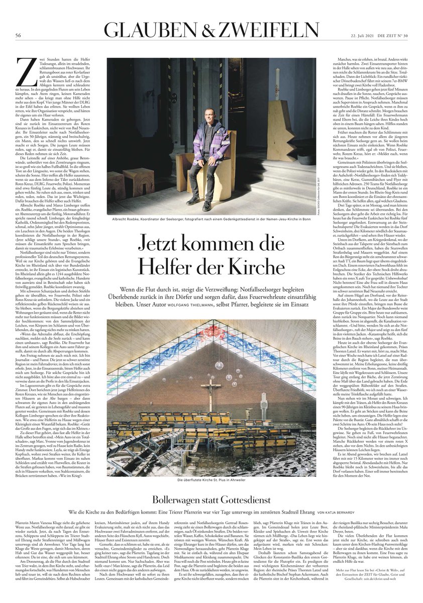 Mitten im #Katastrophengebiet: Vier Tage unterwegs mit Notfallseelsorgern. Heute in #diezeit.