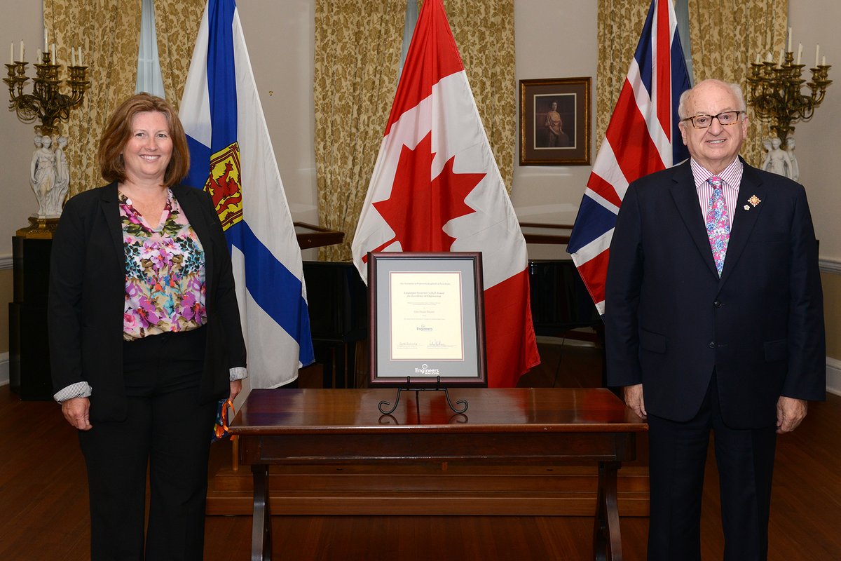LtGovNS's tweet photo. LtGovNS presented the 2021 Lieutenant Governor's Award for Excellence in Engineering at Govt Hse today. The recipient is: Glas Ocean Electric for the Alutasi electric boat conversion project. 

@EngineersNS   @GlasOceanElec https://t.co/l74xbIqbCf