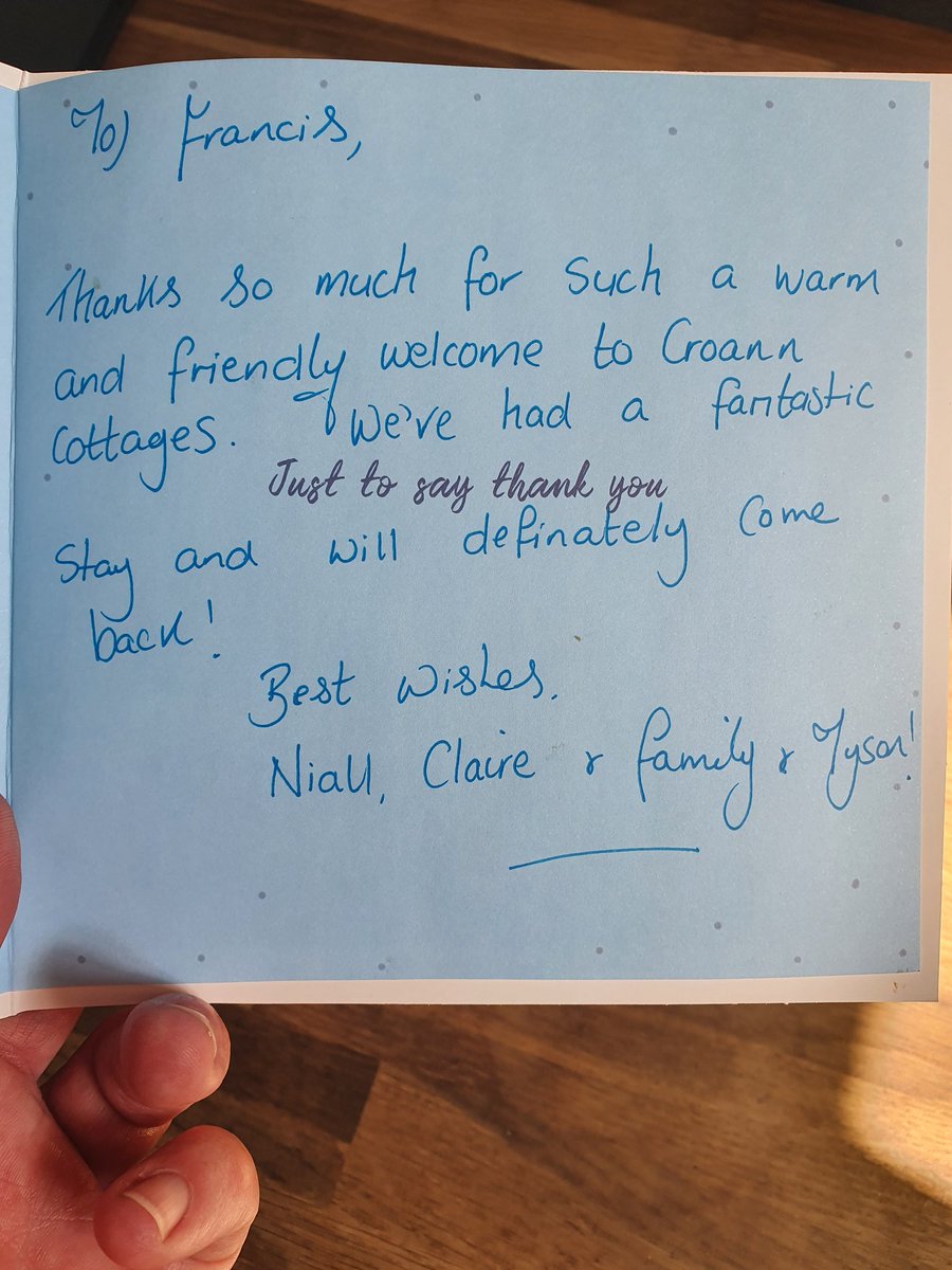 CroanCottages's tweet photo. It's lovely when guests take the time to send a card or a message to let us know that they enjoyed their stay. 🙂 https://t.co/bSZ0BUpuhw