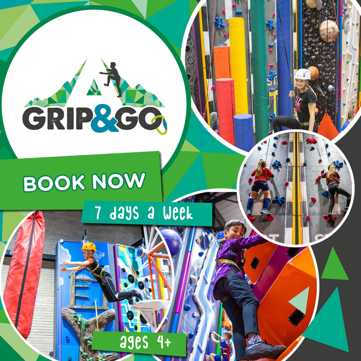 Grip &amp; Go is an action packed indoor climbing activity centre for all the family. Based <a href="/Adrenaline/">Adrenaline</a>, book you session now for the summer holidays. 🧗‍♂️
For more information or to book now: ow.ly/FqzB50FzHJq