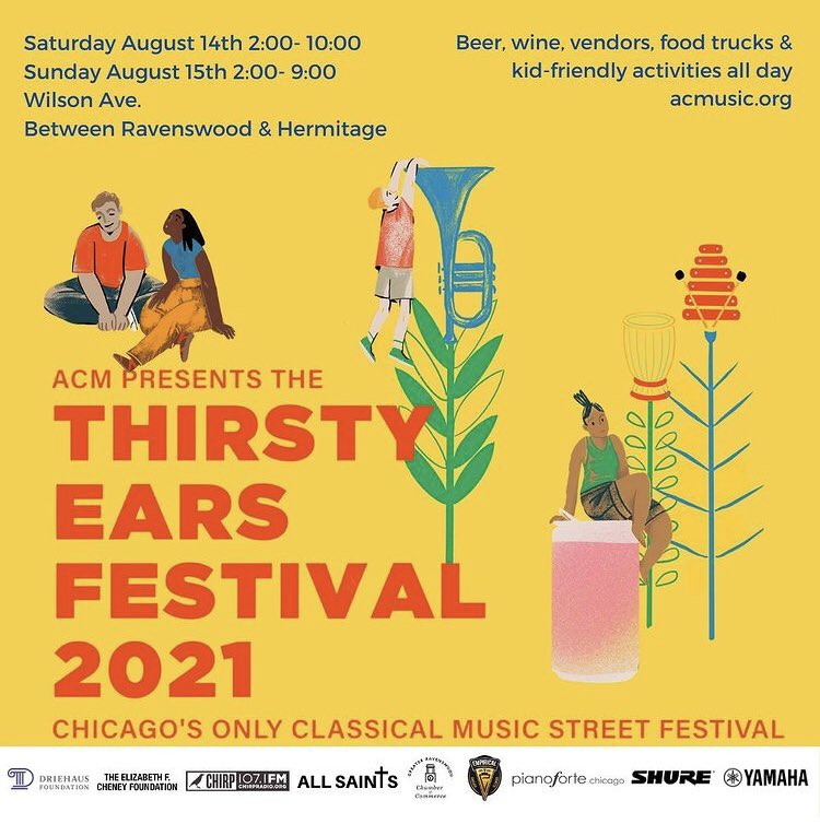 I’m inviting all of you to my Thirsty Ears Music Festival solo recital in Chicago. Aug 15 at 6:00.
Music by:
@alexgardner <a href="/AlmaMauler/">Michelle MD 🐀</a> <a href="/samsaminia/">Arshia Samsaminia</a> <a href="/jmontgomerymusc/">Jessie Montgomery</a> Nic Bizub, and me! 

A street fest for classical music.
I Love it! 
#newmusic <a href="/acmchicago/">Access Contemporary Music (they/them/we/us)</a> #summer #chicago
