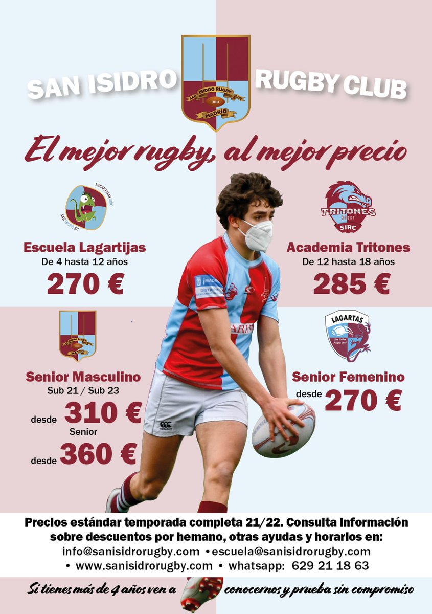sanisidrorugby's tweet photo. Arrancamos la temporada 2021/2022 con muchas ganas de rugby. Ven a probar el mejor rugby al mejor precio!!!!!!!!! #fuencarralrugby #fuencarral #sanisi https://t.co/CL5H5uLN2x