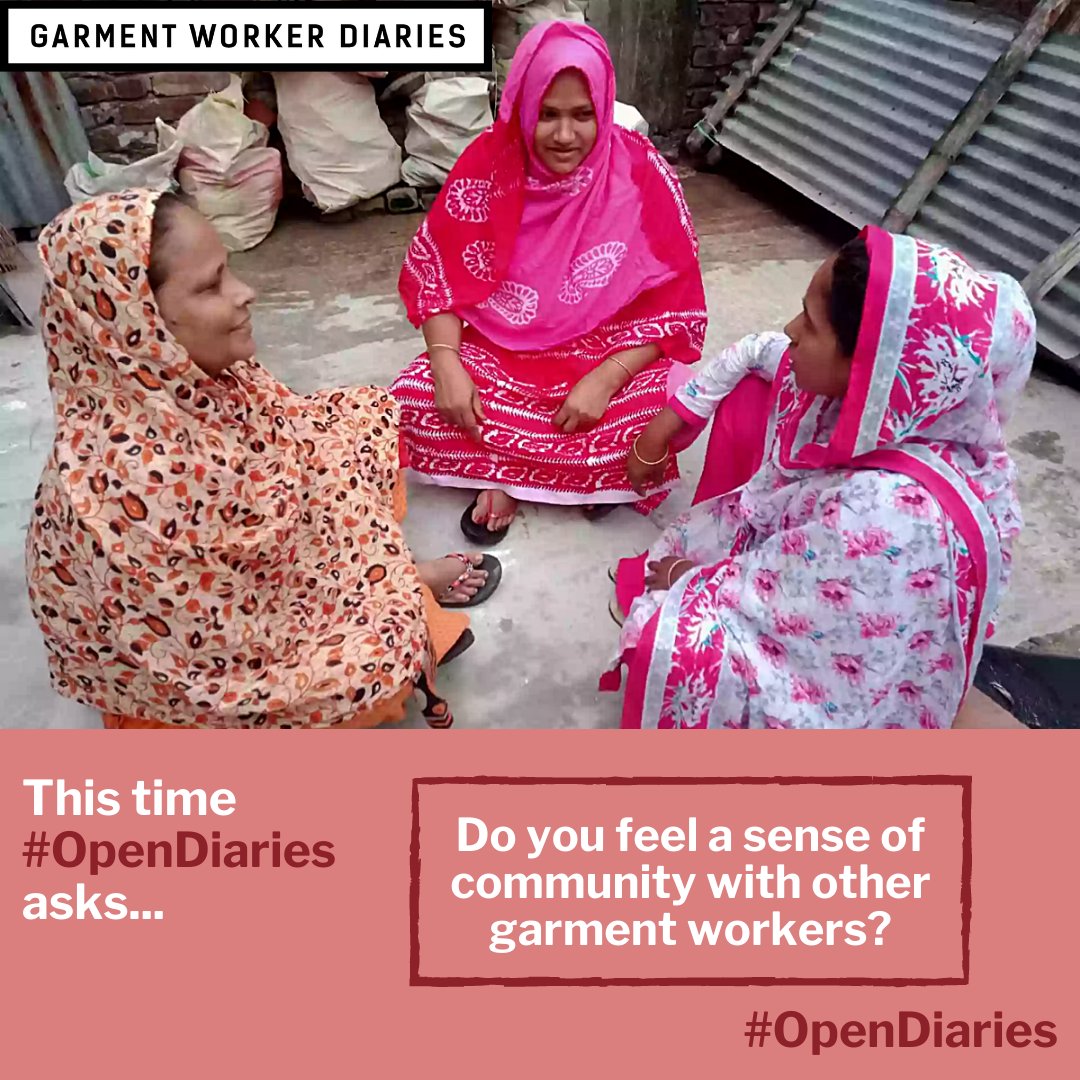 workerdialogue's tweet photo. This week garment workers in #Bangladesh tell #OpenDiaries whether they feel a sense of community with other workers. In all, 93% of respondents told us that they do feel a sense of belonging or community with their fellow workers. Full post https://t.co/13IOSdcdXj
#workersvoices https://t.co/8wRdjWrLlK