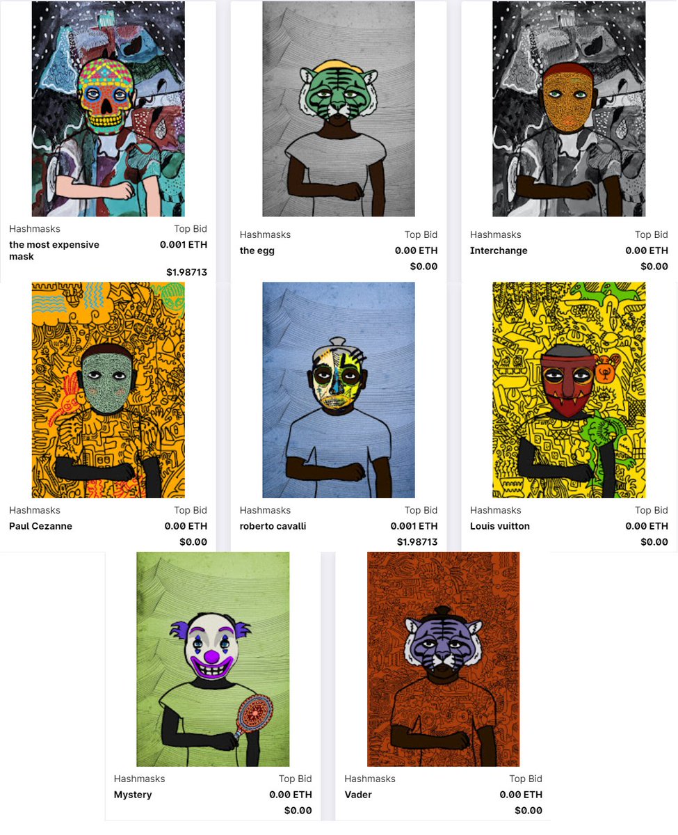 FreyaDAO's tweet image. Day 7 of the $UMASK @uniclyNFT #hashmask #NFTs #masks that are in the collection of 88 @TheHashmasks 
These are the next 8 of the collection! You can check out the entire collection here on the Unicly platform: app.unic.ly/#/utoken-contr…
"the most expensive mask" and #Vader are here