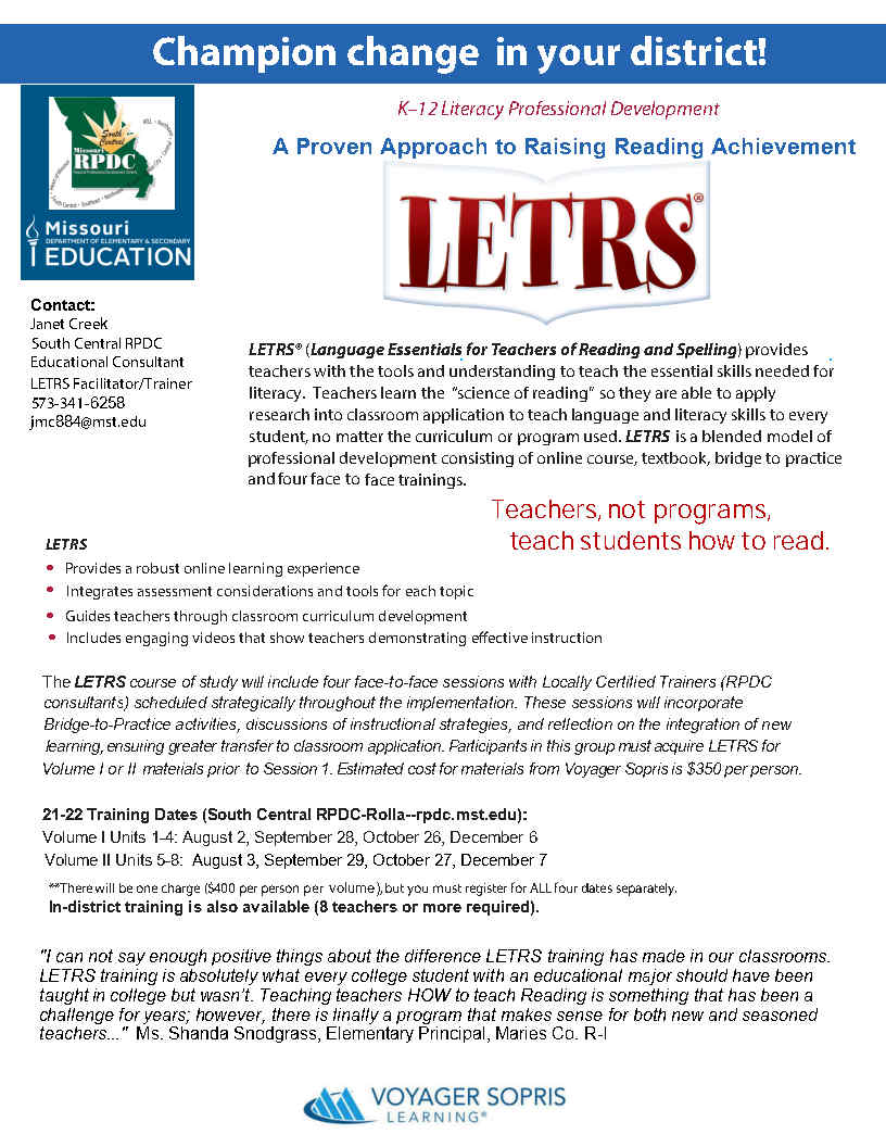 Registration is open for LETRS training: bit.ly/3gUH6bn
