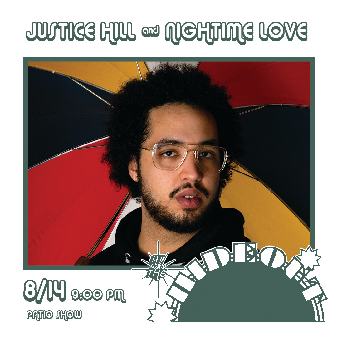 hideoutchicago's tweet photo. Justice Hill &amp; Nightime Love take our stage 8/14! Hill’s soulful, baritone voice floats around his unique piano skills, layered synthetic swells, and balance of electronic programming that blend alongside an array of featured guest talents.

Tickets 👉 https://t.co/VIlal2fJUR https://t.co/CvKwsd43vY