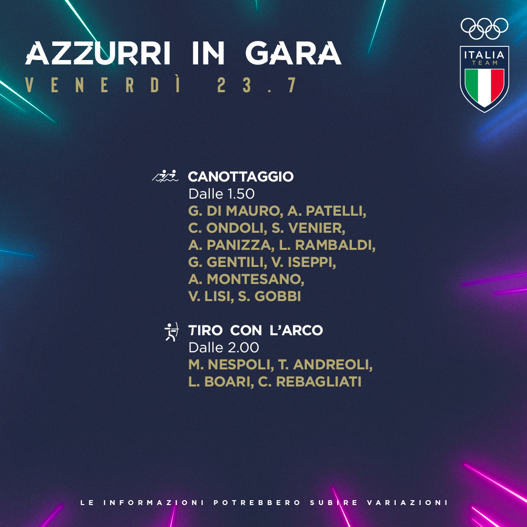 Tutti svegli a notte fonda per seguire il debutto dei ragazzi e delle ragazze del tiro con l'arco e del canottaggio!!! Dai #ItaliaTeam! 🤩🤩

#Tokyo2020 | #StuporMundi | <a href="/canottaggio1888/">FederCanottaggio</a> | <a href="/FitarcoItalia/">FITARCO - Federazione Italiana Tiro con l'Arco</a>
