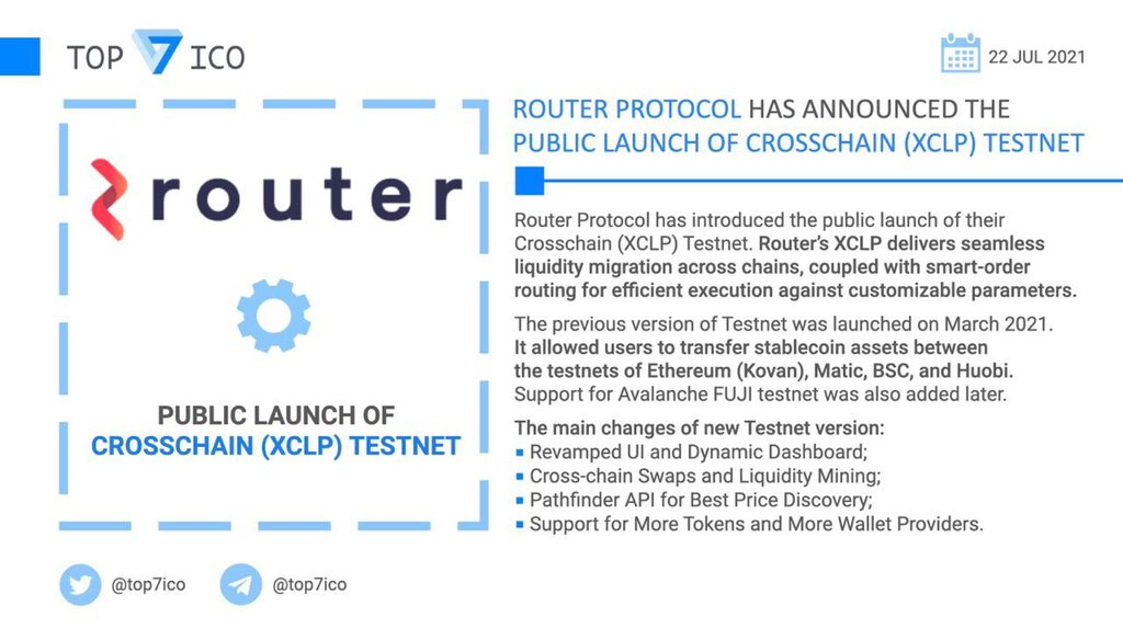 defiarena's tweet photo. .@routerprotocol has announced the public launch of #Crosschain (XCLP)Testnet
#XCLP delivers seamless liquidity migration across chains, coupled with smart-order routing for efficient execution against customizable parameters.
๐ https://t.co/OLjFLn7x8X https://t.co/A4qcKQdvJt