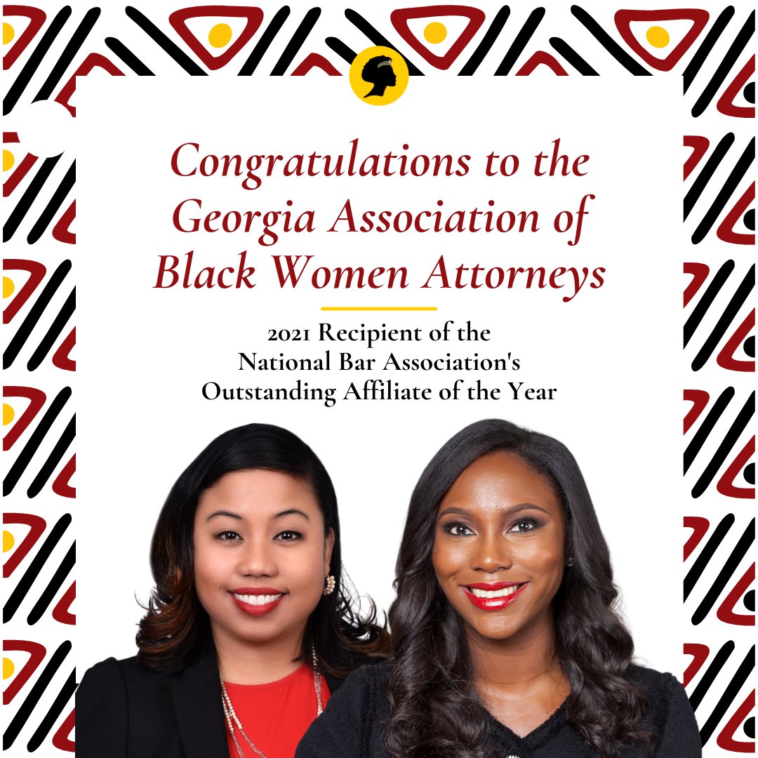 GABWAESQ's tweet photo. You Go Girl!

GABWA is the 2021 recipient of the National Bar Association's Outstanding Affiliate of the Year Award. Congratulations to the 2020 and 2021 GABWA Board of Directors and Leadership Teams! https://t.co/HDDT5enptN