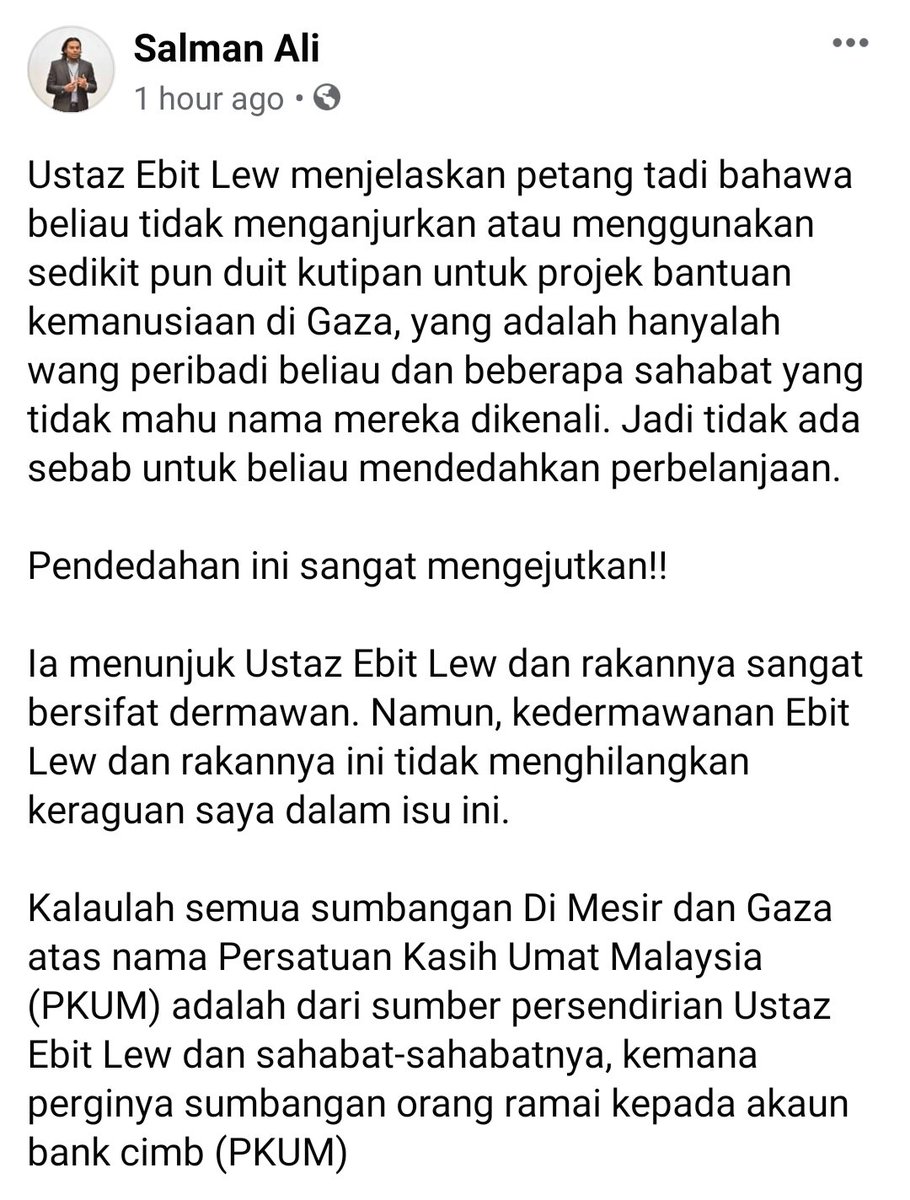 AmenoWorld's tweet photo. Kat Facebook makin panas isu Cap, Nadir VS UEL neh. Hari ini Ustaz Salman Ali dedahkan Page Pertubuhan Kasih Umat Malaysia padamkan no akaun bank dari post² lama mereka. Ustaz Salman minta penjelasan. Apa agaknya berlaku ye? Bersambung episode seterusnya, esok. https://t.co/ojzqw9qaBq