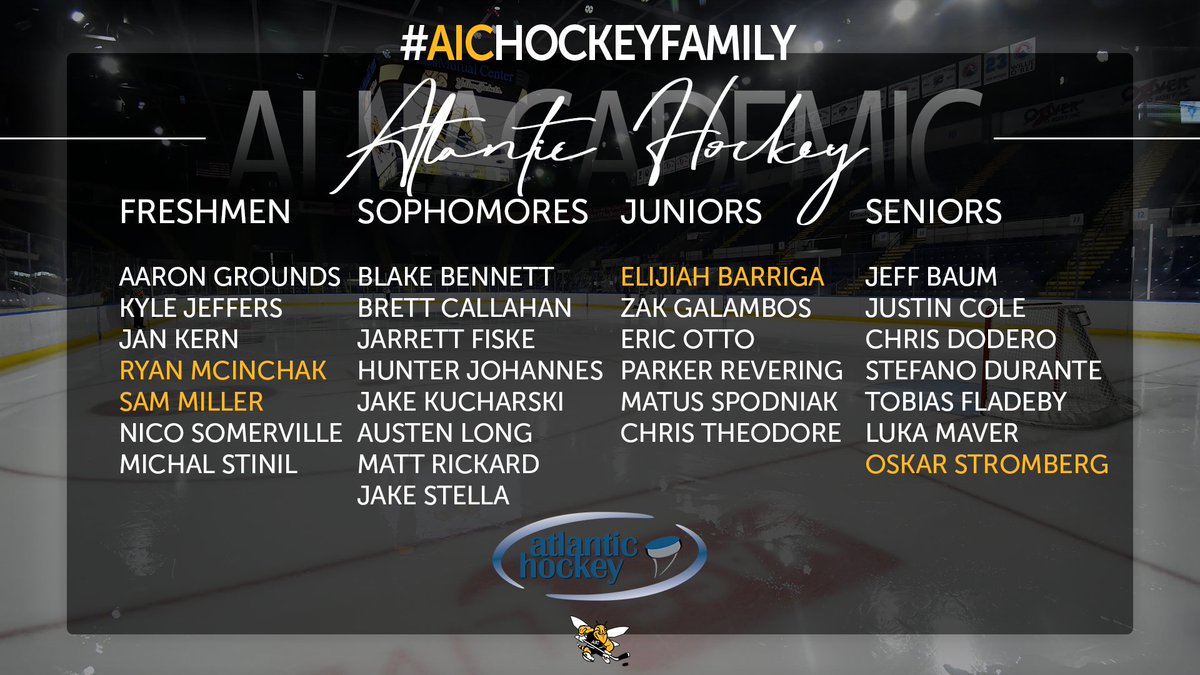 Leading the league in the standings AND the classroom!

We had an <a href="/Atlantic_Hockey/">Atlantic Hockey America</a>-best 28 All-Academic selections including four Student-Athletes of the Year!

STORY: bit.ly/3hWRr8n

#AICommitted
