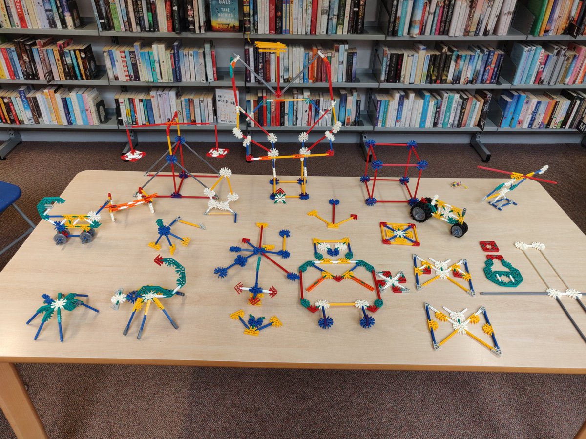 gin_and_lit's tweet photo. All the kids that came for our Knex session had a fabulous time... Well Sandra did too! Look how gorgeous these are! Join us for more activities here at #ChesterLaneLibrary https://t.co/9TNgaUbmV4