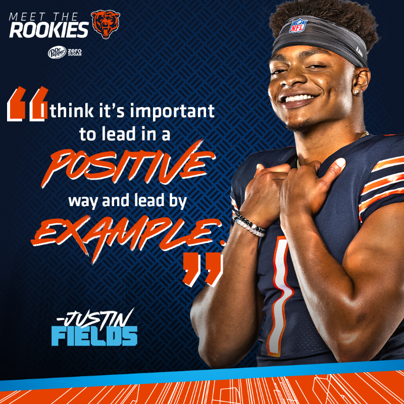 ChicagoBears's tweet photo. Got us a good one in @justnfields. 

#MeetTheRookies | @drpepper