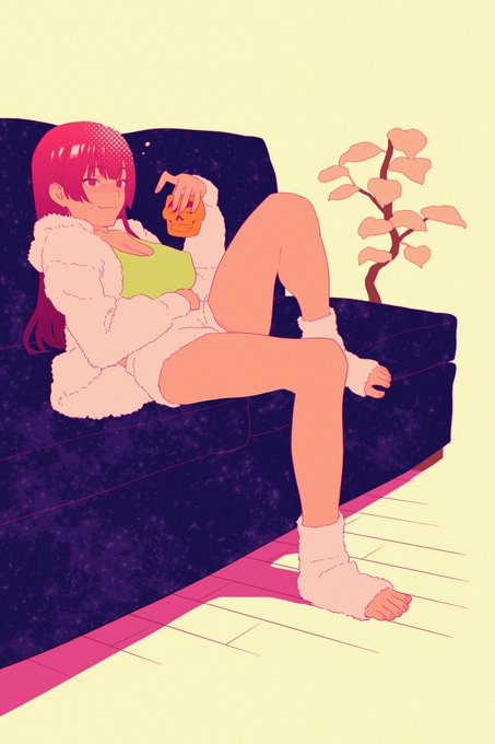 リビングでくつろぐ船長 