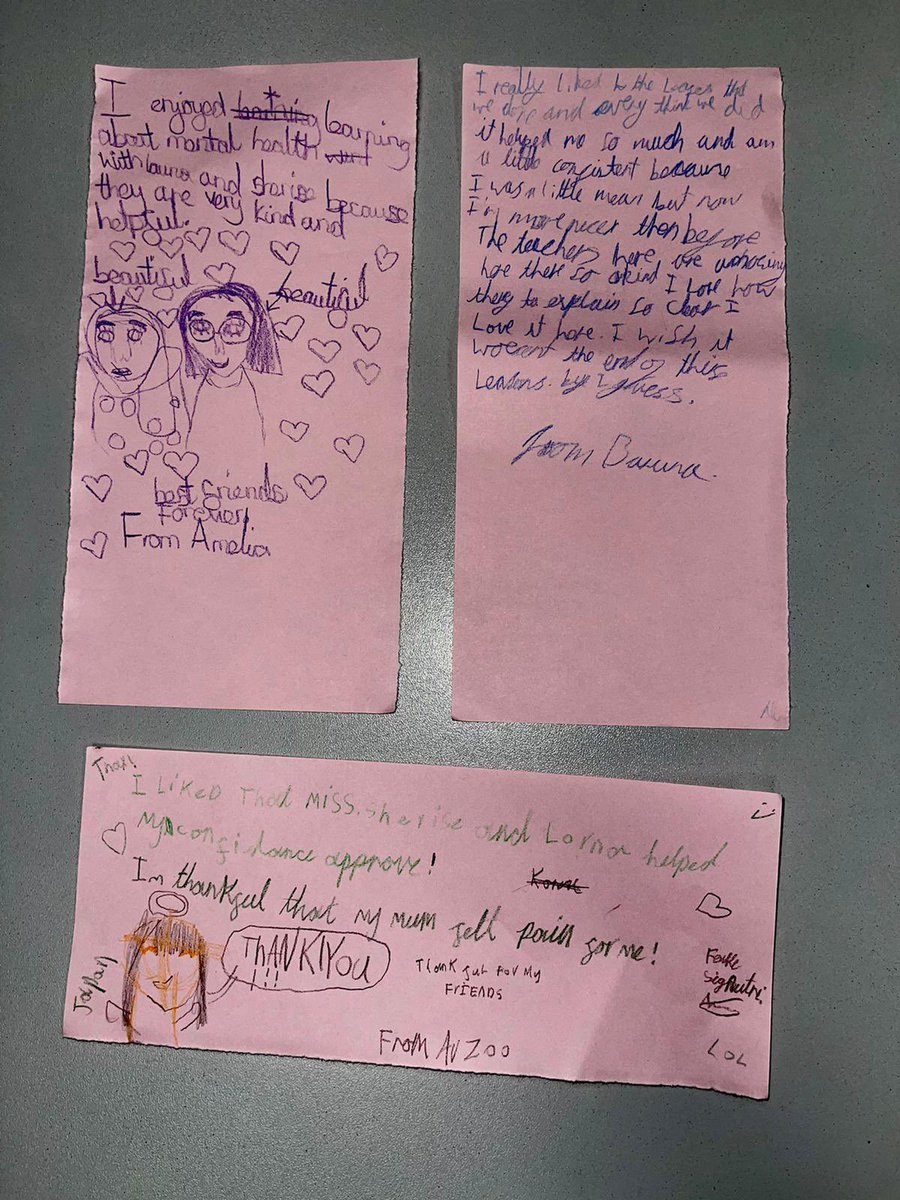 Another amazing group session at @MiriamLordPS with Bradford East EMHP Sherise and Family and Systemic Therapist Lorna. 

The children have been working on positive relationships and have done some wonderful work!

Look at that lovely feedback 😍😍😍😍