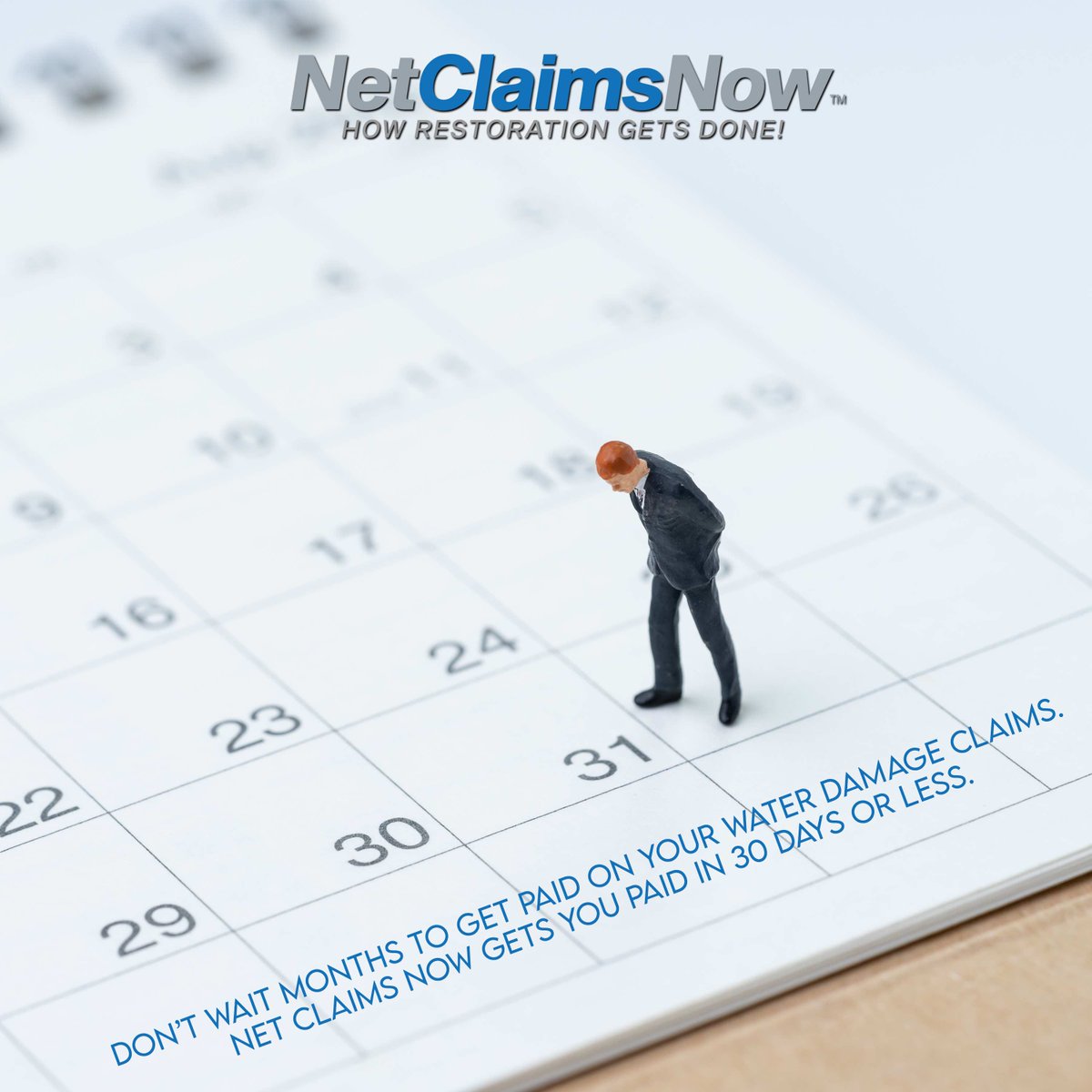 Don’t wait months to get paid on your water damage claims. Net Claims Now gets you paid in 30 days or less.  Our tried and tested method save you the lengthy hassle of dealing with adjusters and insurance companies.  We get you paid – you get on to the next opportunity.