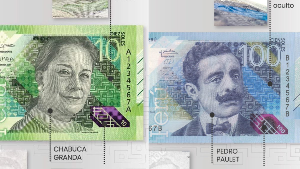 shannonlada's tweet photo. La cantautora Chabuca Granda (S/ 10), el amauta José María Arguedas (S/ 20), la historiadora María Rostworowski (S/ 50), el ingeniero Pedro Paulet (S/ 100) y la pintora Tilsa Tsuchiya (S/ 200) acompañan a nuestra flora y fauna en la nueva familia de billetes peruanos 🇵🇪🤍 https://t.co/nUO8JQE09G