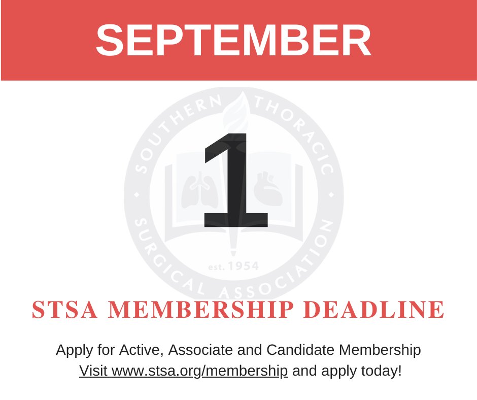 STSA is currently accepting applications for Active, Associate, and Candidate Membership. Applications and eligibility details are available at stsa.org/membership/. The deadline to apply is September 1. For questions, please contact the STSA at stsa@stsa.org