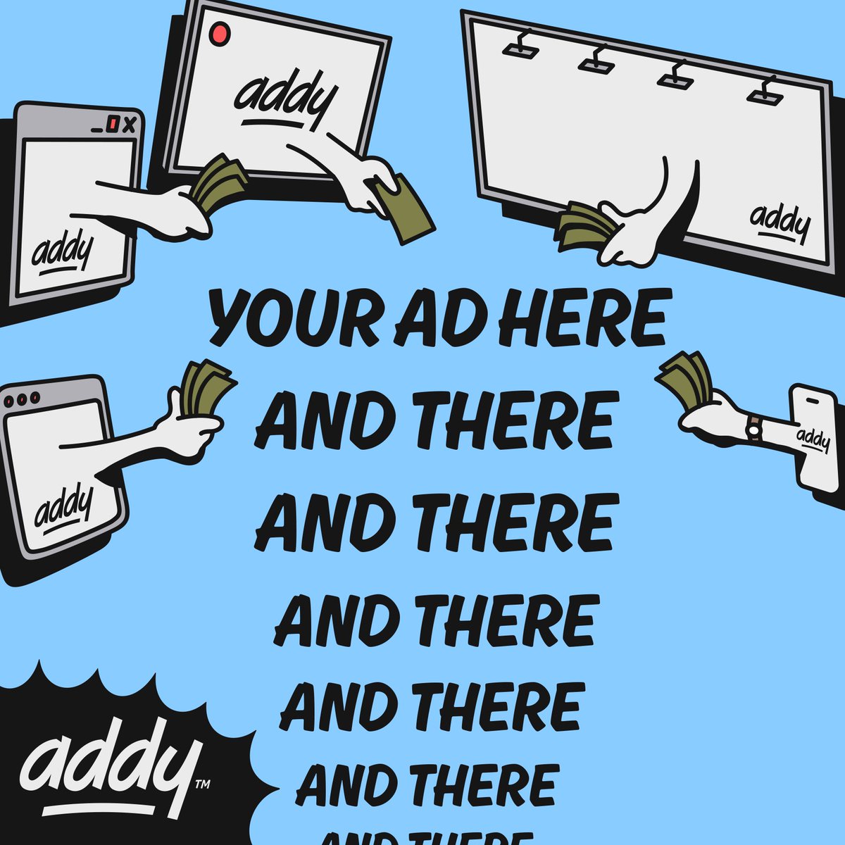 TV commercials, ads in leading print magazines, direct mail postcards, location-based online advertising, and more amazing ways to reach your customers.

Create your free Addy account today at and start browsing 100+ local advertising options.