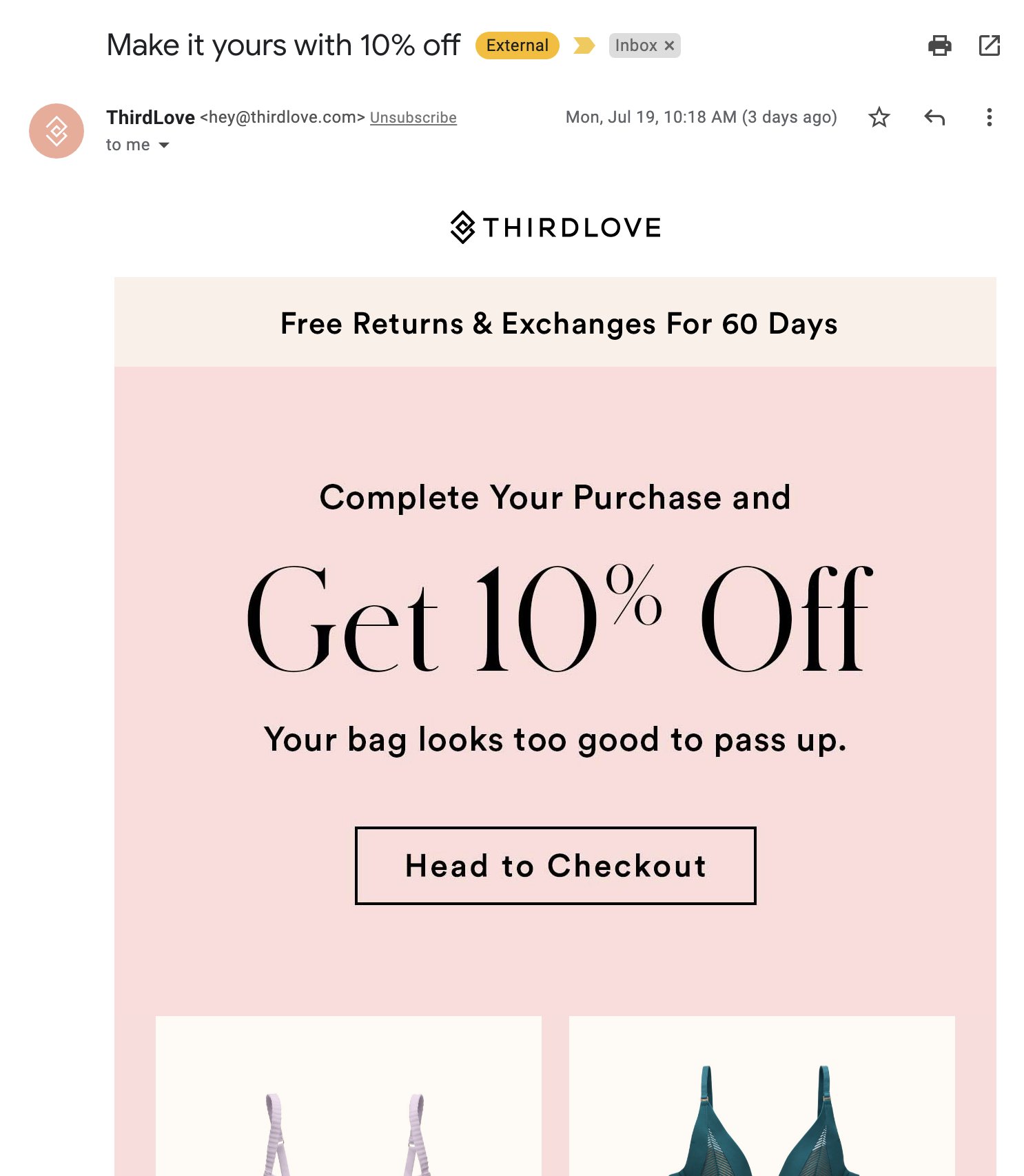 Joanna Wiebe on X: very cool to see @ThirdLove mixing up styles of emails.  this is rare in ecommerce.  / X
