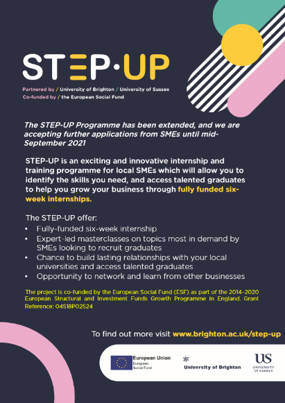 gdbmembership's tweet photo. The STEP-UP Internship Programme has now been extended for three months! Find out how to register and make an application here👉https://t.co/0W20jD9aeq

#gdbmembership 
#communityofbusiness 

@gdbizjeff1 @gdbizsally @unibrightonbiz @SussexUni https://t.co/iUPnWG0TVU