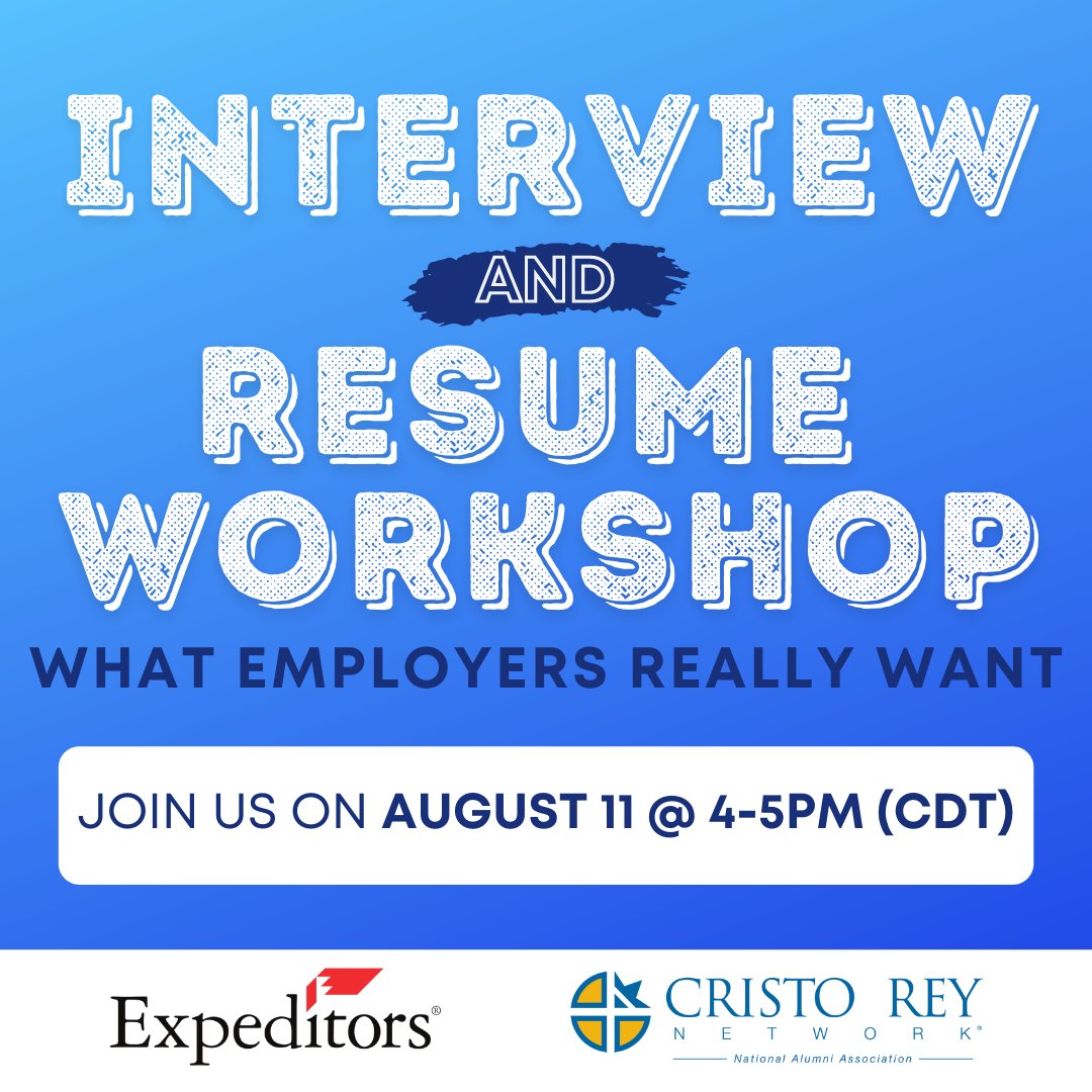 Alumni, go after your next interview with CONFIDENCE!👏

Join us as Expeditors' director, Lenora Turner, offers advice on how to stand out in your interview process and tips to help your resume go from good to GREAT!

&gt;&gt; Register for free at cristoreyalumni.org/e/what-employe…