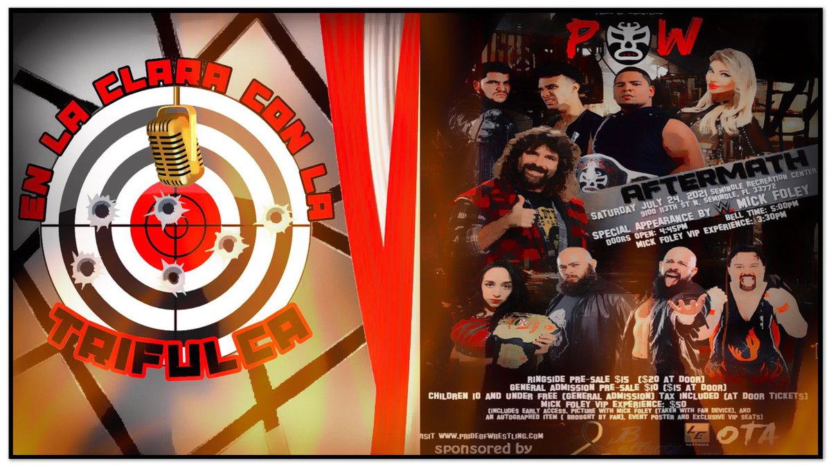 TrifulcaMedia's tweet photo. Disponible el episodio #65 En La Clara Con La Trifulca quienes entrevistan al Presidente de la empresa @prideofwrestlingllc en FL, Robby Medina y habla de lo que estará aconteciendo este proximo Sábado 24 de julio y Mick Foley será parte del evento #luchalibre #wrestling https://t.co/rxznZnBFQp