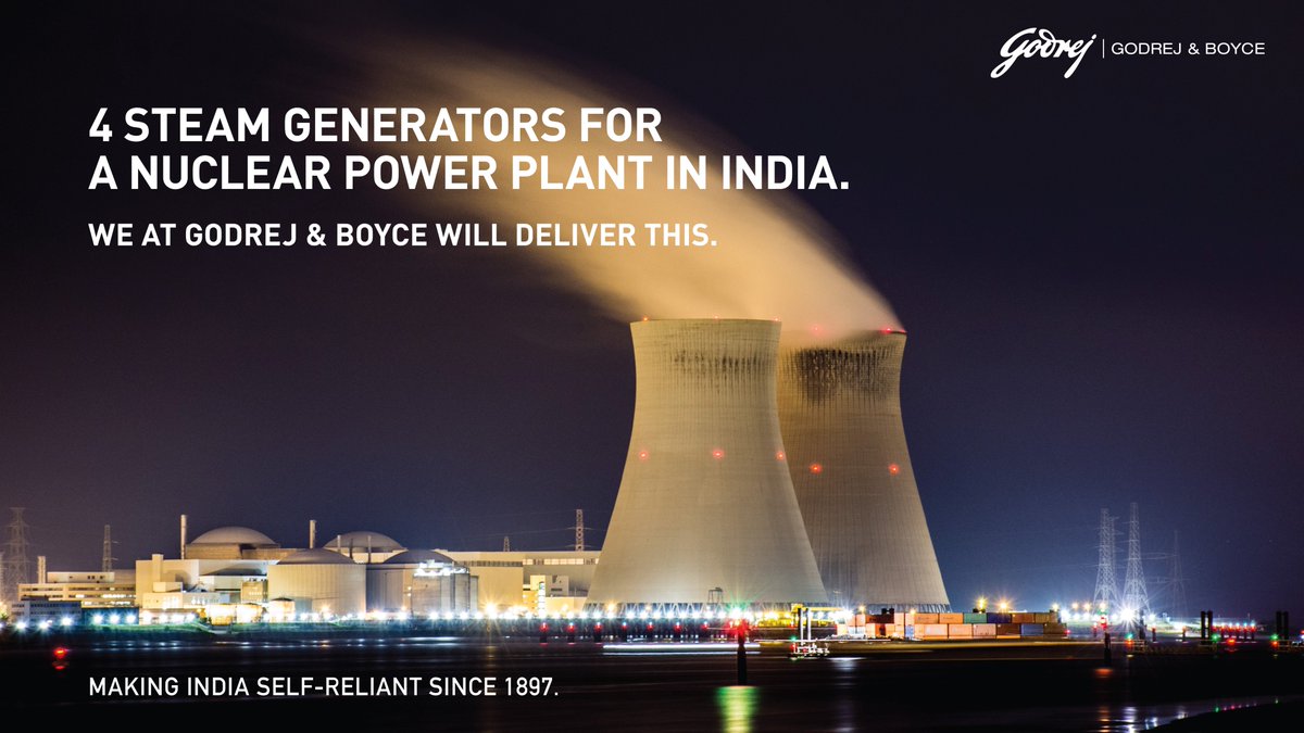 GodrejEntGroup's tweet photo. The single largest order received by the #ProcessEquipmentDivision of #GodrejAndBoyce is a testament to our manufacturing engineering expertise. The job, worth ₹468 crore, is to manufacture four #SteamGenerators for Nuclear Power Corporation of India Ltd. (NPCIL). https://t.co/2SFfgnKjiw
