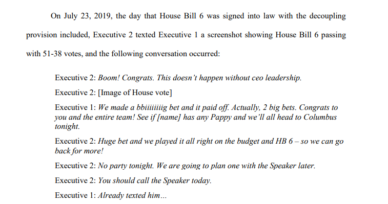 tsabetta's tweet photo. Read this text thread between Speaker Householder and two top FirstEnergy executives after House Bill 6 passed: https://t.co/0r3qYblquE