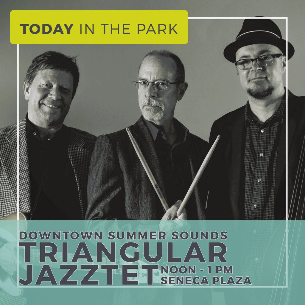 Have you missed live music as much as we have? We're coming in hot today with some cool jazz from Triangular Jazztet noon-1pm today in Seneca Plaza!
