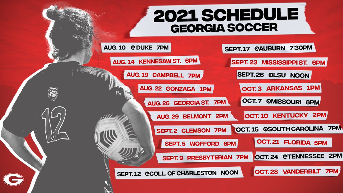 The 2️⃣0️⃣2️⃣1️⃣ Georgia soccer schedule is set‼️

Mark your calendars for 13 games in Athens! We can't wait to see you there, #DawgNation! 

🗓 gado.gs/54c
🔗 gado.gs/7av

 #GoDawgs