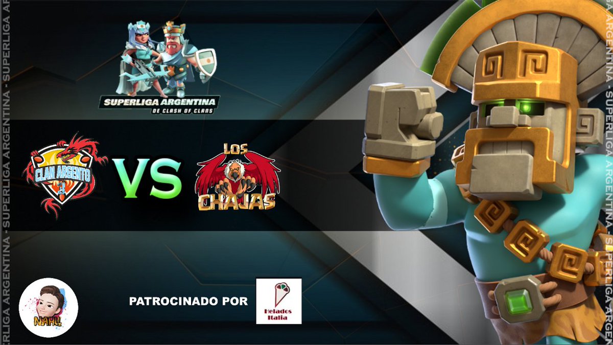 hoy por SUPERLIGA ARGENTINA, tenemos doble jornada de coc entre, <a href="/armyofweyes/">𝑨𝒓𝒎𝒚 𝒐𝒇 𝑾𝒆𝒚𝒆𝒔</a> VS BALLOONS! a las 22, y seguido a esa tenemos a LOS CHAJAS VS CLAN ARGENTO3, no te pierdas tremendas guerras venite